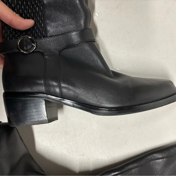 VANELi Valyn Women's Riding Boot Leather Textured Back Detailing Buckle Size 7.5