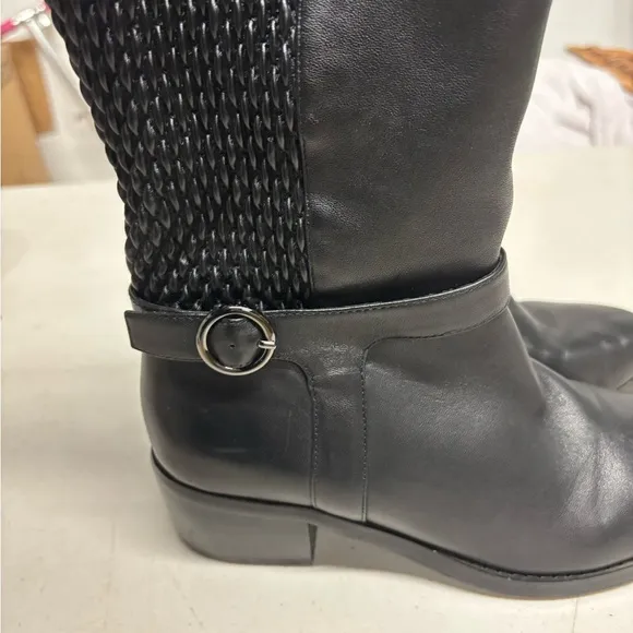 VANELi Valyn Women's Riding Boot Leather Textured Back Detailing Buckle Size 7.5