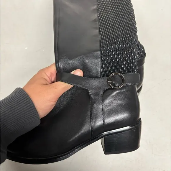 VANELi Valyn Women's Riding Boot Leather Textured Back Detailing Buckle Size 7.5
