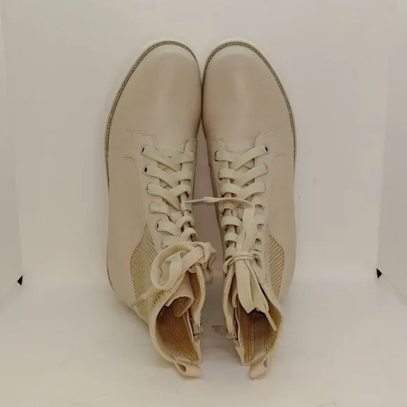 Vaneli Designer Womens NEW w/Tags Tan Leather &amp; Knit Fashion Ankle Boots- sz. 8M