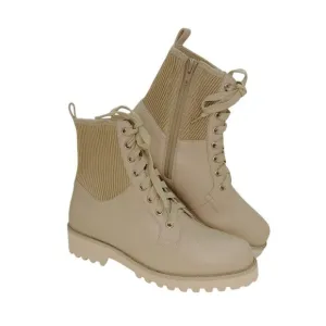 Vaneli Designer Womens NEW w/Tags Tan Leather &amp; Knit Fashion Ankle Boots- sz. 8M