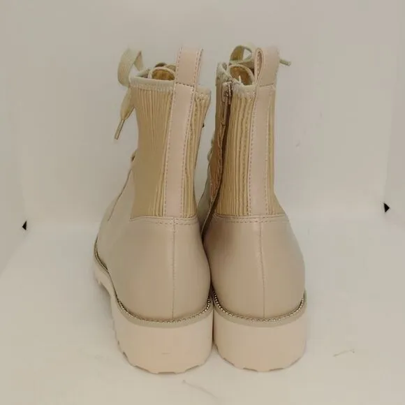 Vaneli Designer Womens NEW w/Tags Tan Leather &amp; Knit Fashion Ankle Boots- sz. 8M