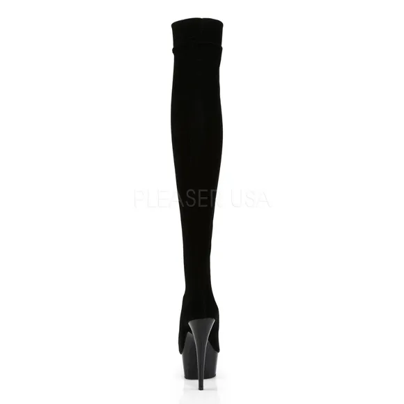 Velvet Platform Heel Thigh High Boots
