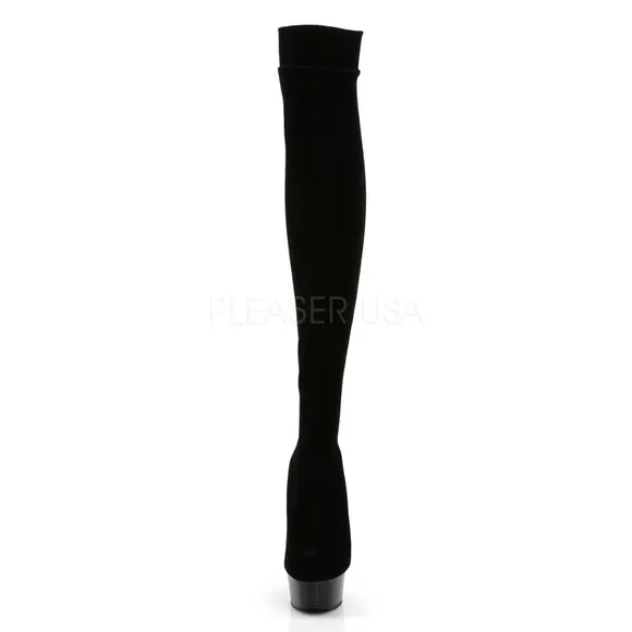 Velvet Platform Heel Thigh High Boots