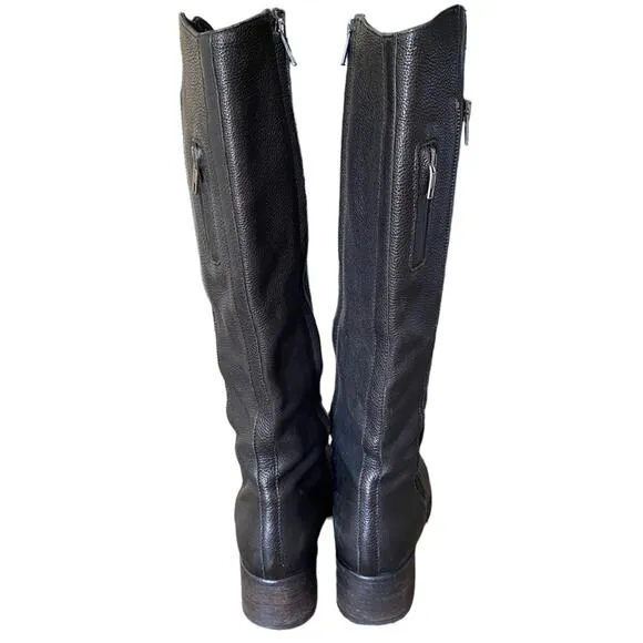 Vera Wang Evan Black Leather Zipper Riding Moto Boots size 7