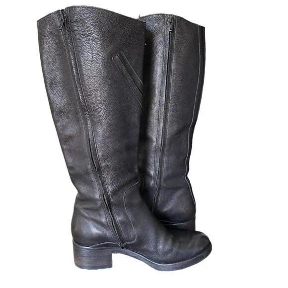 Vera Wang Evan Black Leather Zipper Riding Moto Boots size 7