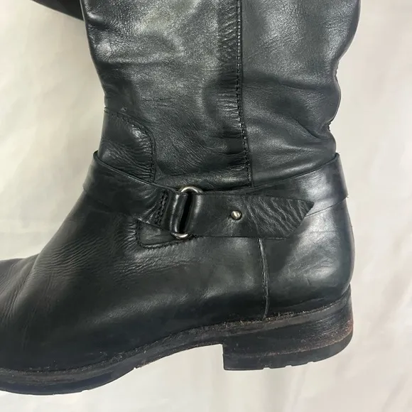 Vera Wang Lavender Women’s Leather Black Over The Knee Zip Side Boots- Size 6