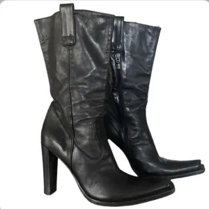 Vero Cuoio Lesilla Project Italian leather cowboy boots high heel US7 black