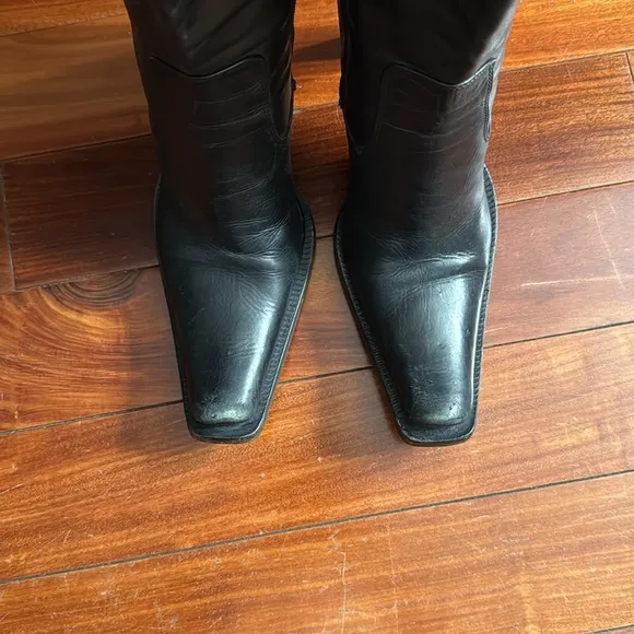 Vero Cuoio Lesilla Project Italian leather cowboy boots high heel US7 black