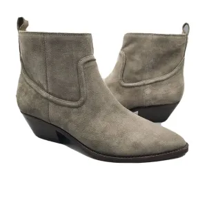 Veronica Beard Kinsley Boots Bootie Suede Taupe Sz 8 zipper cuban heel new
