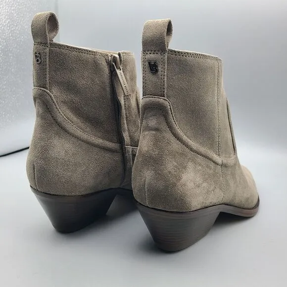 Veronica Beard Kinsley Boots Bootie Suede Taupe Sz 8 zipper cuban heel new