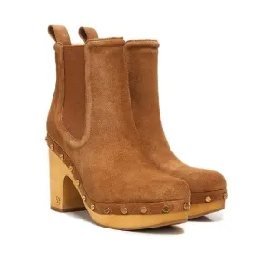Veronica Beard Decker Suede Chelsea Clog Boots Cheatnut Size 8.5