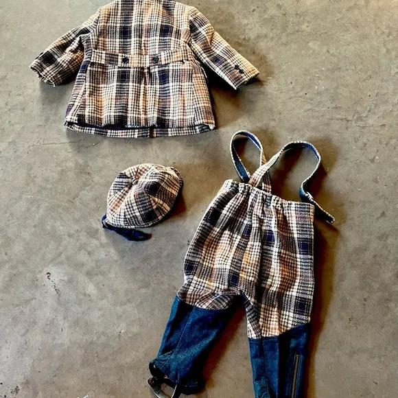 Very Rare Antique Child’s Custom Tailored, Coat, Hat and Overalls