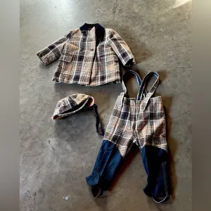 Very Rare Antique Child’s Custom Tailored, Coat, Hat and Overalls