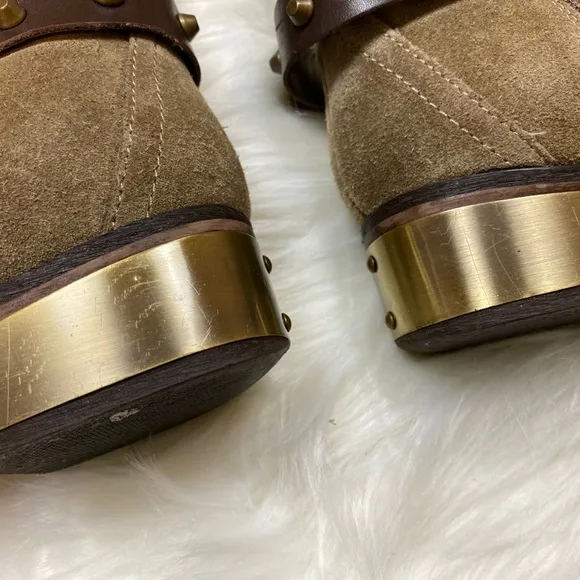 Very Volatile Suede Emperor Brown Gold Plated Knee High Zip Riding Boots