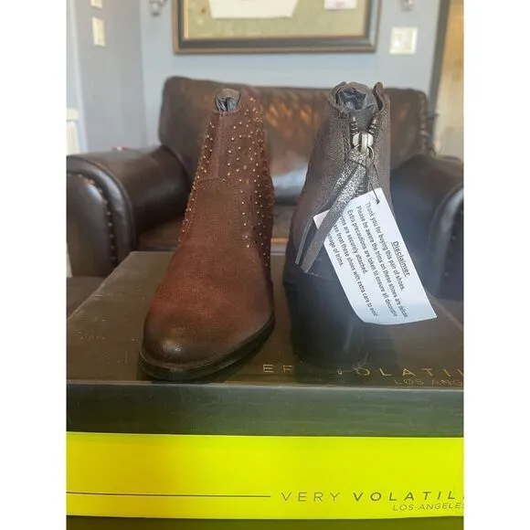 Very Volatile Woman Zeke Brown Leather Studded Boots