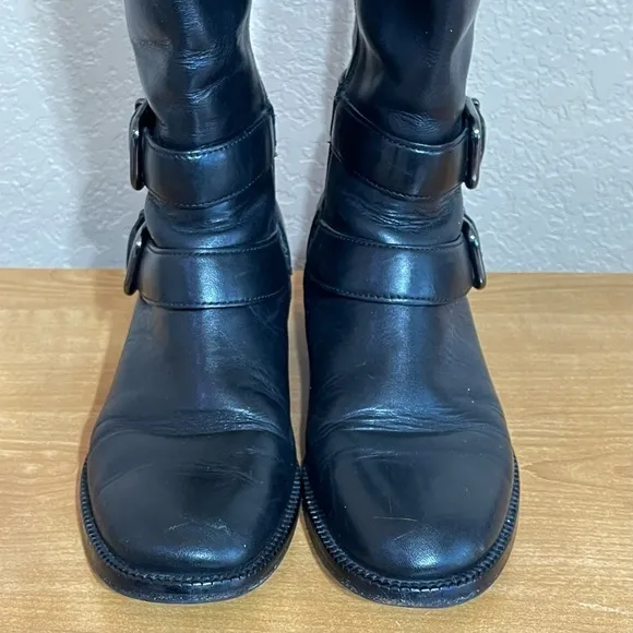 Via Spiga Bernadette Black Leather Riding Tall Boots