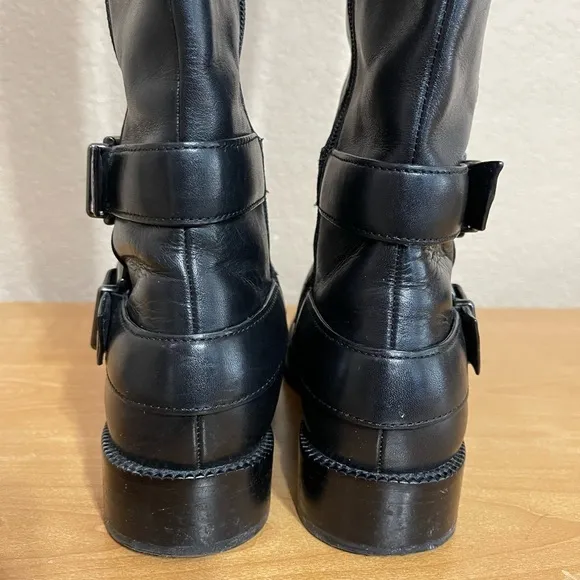 Via Spiga Bernadette Black Leather Riding Tall Boots