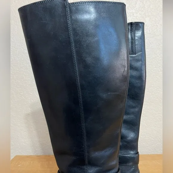 Via Spiga Bernadette Black Leather Riding Tall Boots