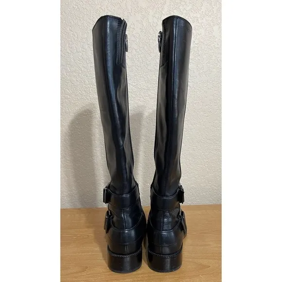 Via Spiga Bernadette Black Leather Riding Tall Boots