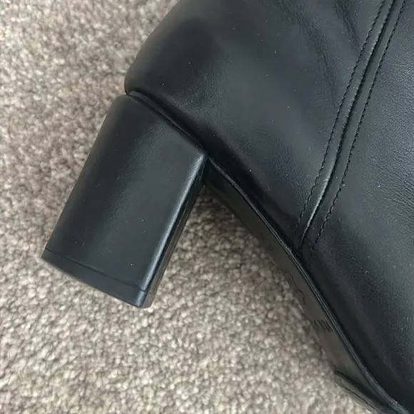 Via Spiga Black Leather Chunky Heeled Tall Boots Sz 5