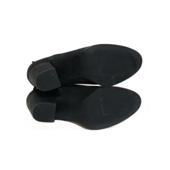 Via Spiga Black Leather Cutout Ankle Booties with Stacked Heel Womens Size 6