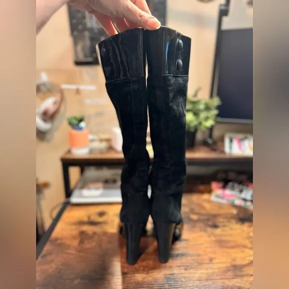 Via Spiga Black patent leather and suede boots size 7.5