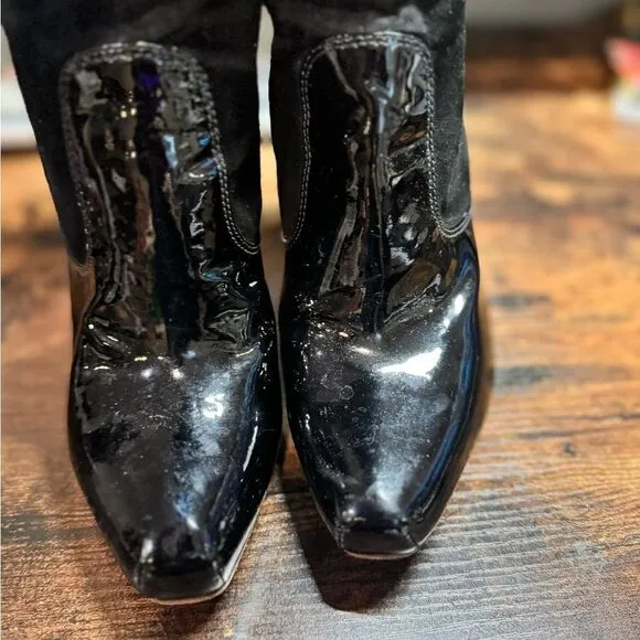 Via Spiga Black patent leather and suede boots size 7.5
