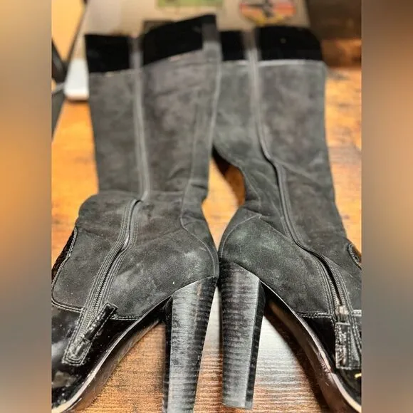 Via Spiga Black patent leather and suede boots size 7.5