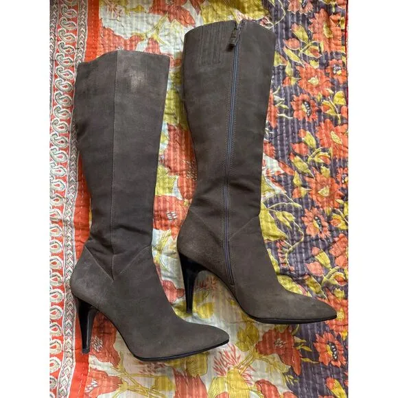 Via‎ Spiga Brown Suede Boots Sz 7MStiletto  3.5&quot; Heel