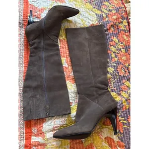 Via‎ Spiga Brown Suede Boots Sz 7MStiletto  3.5&quot; Heel