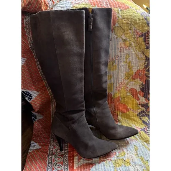 Via‎ Spiga Brown Suede Boots Sz 7MStiletto  3.5&quot; Heel