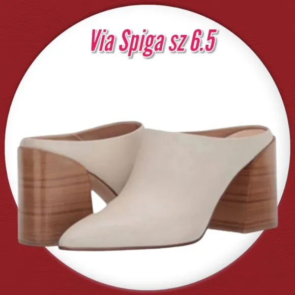 Via Spiga Leather Ella  Pointed-toe Slip on Leather Mules Pumps