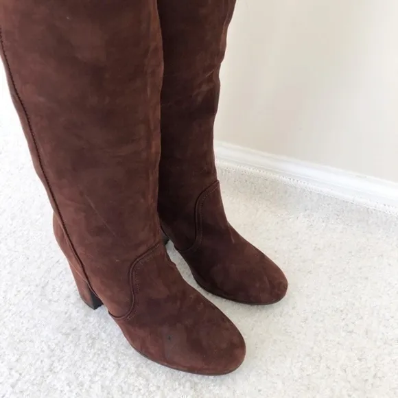 Vibram brown suede knee high boots