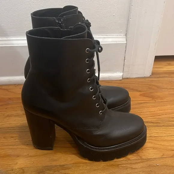 Vic Matie Leather Platform Boots, Made in Italy