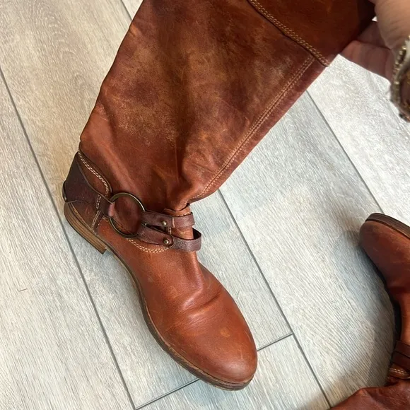 Vic Matie perfectly distressed Italian leather tall harness riding boots 8/ 38