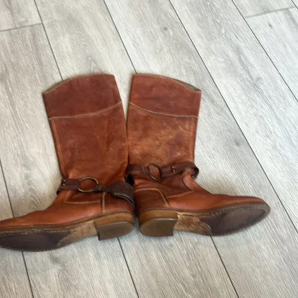 Vic Matie perfectly distressed Italian leather tall harness riding boots 8/ 38
