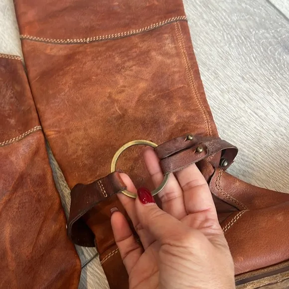 Vic Matie perfectly distressed Italian leather tall harness riding boots 8/ 38