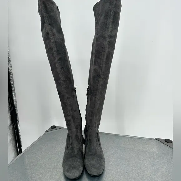 VINCE Blythe Over the Knee Grey Suede Boots