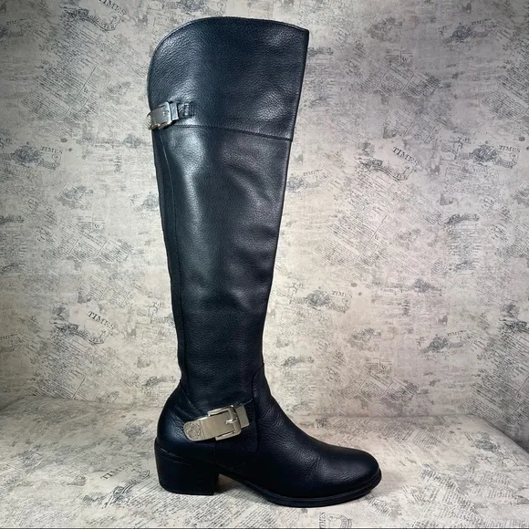 Vince Camuto Bocca OTK Black Vintage Leather Riding Boots