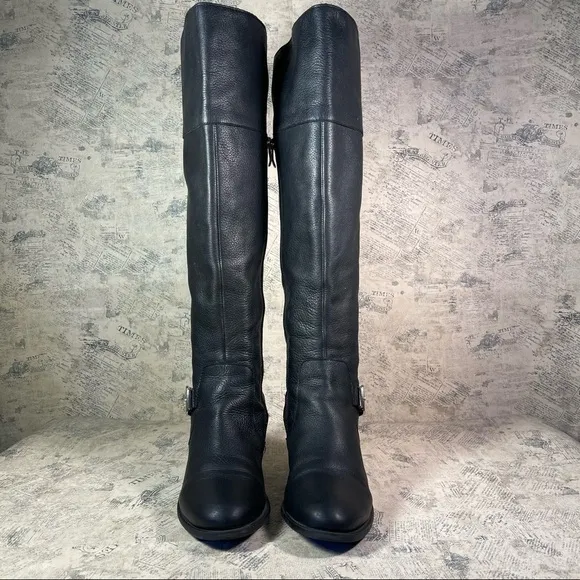 Vince Camuto Bocca OTK Black Vintage Leather Riding Boots