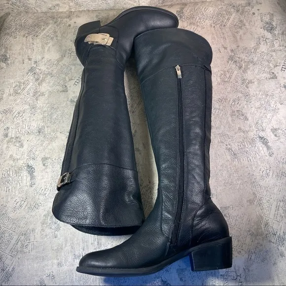 Vince Camuto Bocca OTK Black Vintage Leather Riding Boots