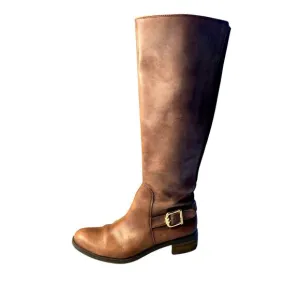 Vince Camuto Brown Leather Tall Buckled Riding Boots Size 8