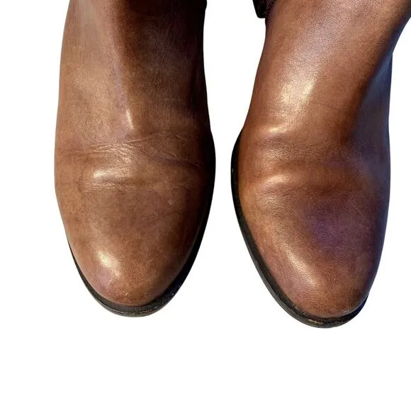 Vince Camuto Brown Leather Tall Buckled Riding Boots Size 8