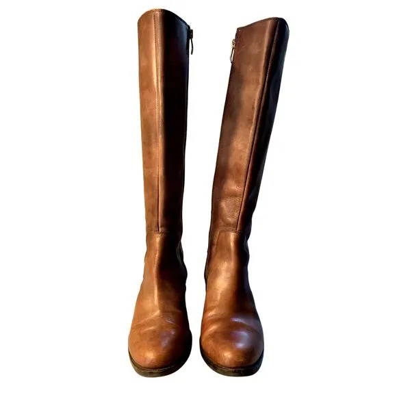 Vince Camuto Brown Leather Tall Buckled Riding Boots Size 8