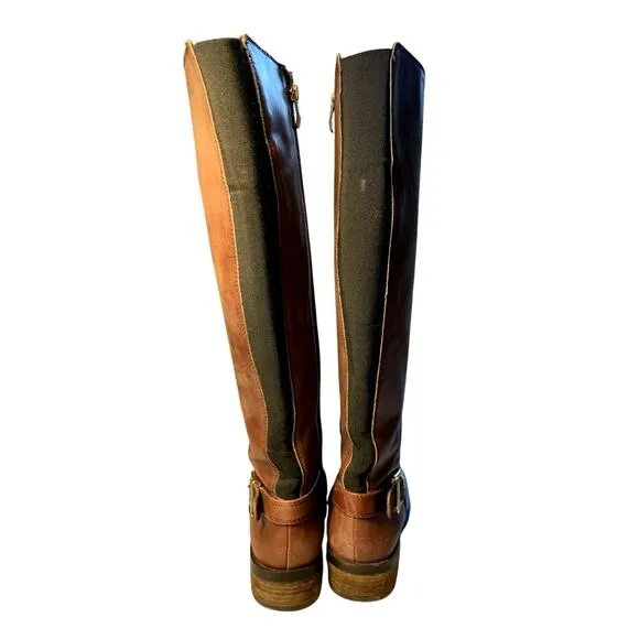 Vince Camuto Brown Leather Tall Buckled Riding Boots Size 8