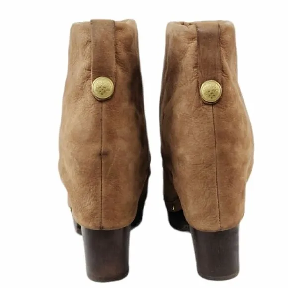 Vince Camuto Distressed Leather CoCo Fold-Over Cuffed Top Clog Booties Size 10