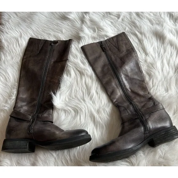 Vince Camuto Farren Tall Women’s Size 7 Gray Leather Riding Boots Flaws