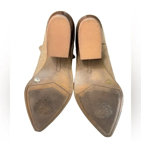 Vince Camuto Gigietta Ankle Boots Booties Size 11 Tan Suede Leather Block Heel
