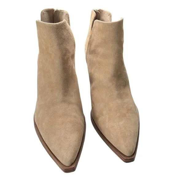 Vince Camuto Gigietta Ankle Boots Booties Size 11 Tan Suede Leather Block Heel